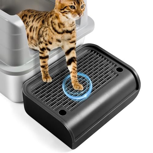 Cat Litter Box Step, Cat Litter Ramp Mat with Filter Function for Self-Cleaning Litter Box, Easy to Clean, Cats Pedal Step Stool Ideal for Kitten & Elderly Cats (Black) - color: Balck Raised