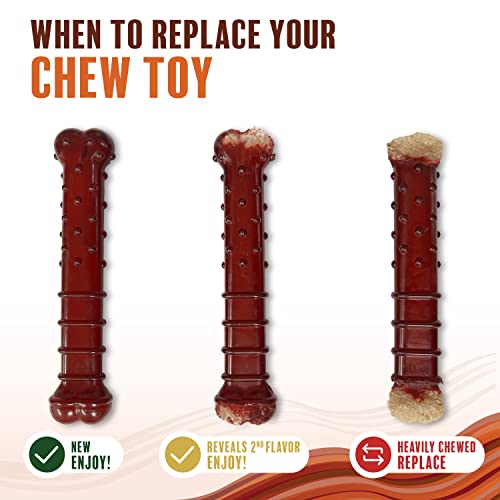 Nylabone Textured Bone Power Chew Toy for Dogs, Durable & Tough Dog Toys for Aggressive Chewers, Basted Blast Bacon and Steak Flavor, Large Dogs - Up to 50 lbs, 1 Count - size: Large