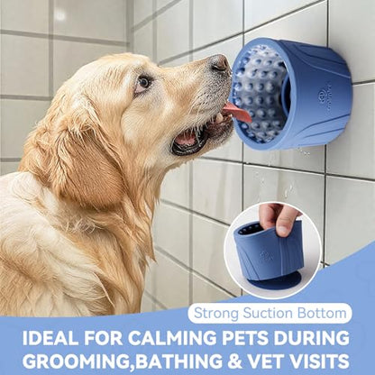 Dog Slow Feeder Lick Bowl, Anxiety Relief Dog Licking Mat Treat Dispenser, Non-Slip Anti-Choking Slow Eating Lick Bowl for Small Medium and Large Breed Dogs, BPA Free Silicone - color: Dark Blue, size: M-L