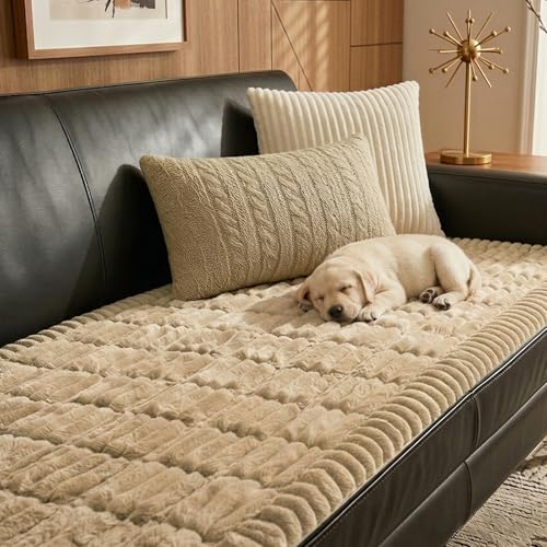 Fixwal Waterproof Dog Couch Cover, Washable Non-Slip Pet Couch Covers for Sofa, Leak-Proof Sofa Protector for Dogs, Pet Friendly Thick Soft Fuzzy Furniture Cover (Coffee, 27.6" x 82.7") - color: Coffee, size: 27.6" x 82.7"