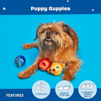 Barkbox Dog and Puppy Toy Guppies Trio of Tennis Balls for Tough Chewers, Fun Fetch and Perfect for Playful Pups, Durable, Engaging and Entertaining, Dog Toys to Keep Them Busy - color: Puppy Guppies