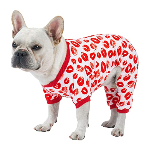 CuteBone Dog Pajamas Valentines Costumes Fleece Pet Clothes Puppy Onesie Winter Holiday Cute Cat Jammies Keep Your Pet Warm in The Cold Weather P116XS - color: Kisses, size: X-Small