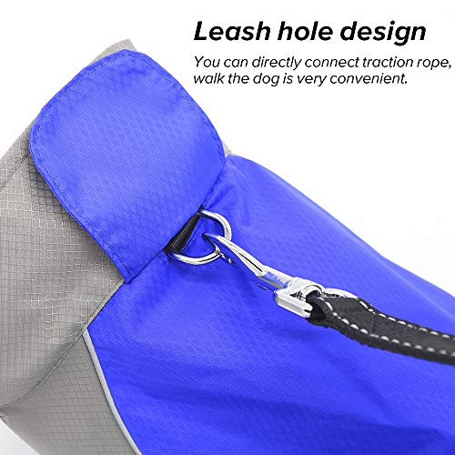 Vizpet Dog Raincoat Waterproof Coats,Dog Jacket High Visibility Warm Vest Dog Clothes for Small Medium Large Dogs (Blue-XXXL) - size: Blue-XXXL