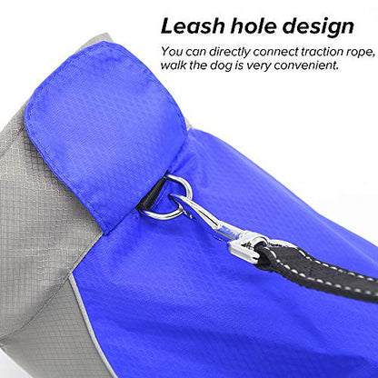 Vizpet Dog Raincoat Waterproof Coats,Dog Jacket High Visibility Warm Vest Dog Clothes for Small Medium Large Dogs (Blue-XXXL) - size: Blue-XXXL