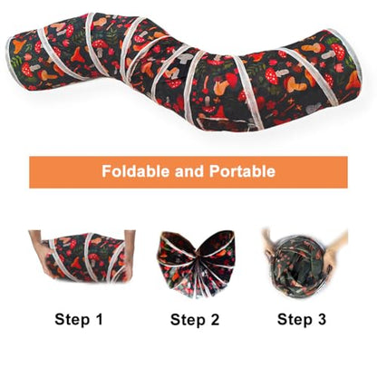 Cat Tunnel Tube Toys，Tunnels for Indoor Cats, Collapsible Interactive Toy with Balls for Rabbits, Kittens, Ferrets, Puppy (S - 2 Way Mushroom) - color: S - 2 Way Mushroom