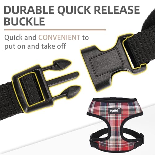 PUPTECK Soft Mesh Dog Harness and Leash Set Pet Puppy Cat Comfort Padded Vest No Pull Harnesses, Red Mixed, XS - color: Red Mixed, size: XS (NECK: 10", CHEST: 10"-14")