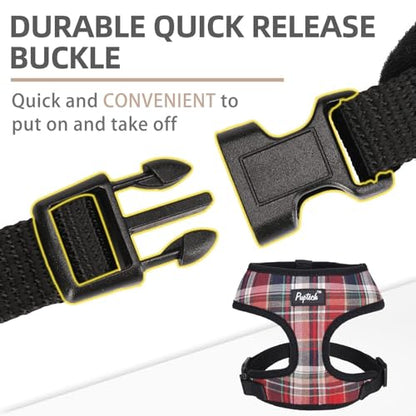 PUPTECK Soft Mesh Dog Harness and Leash Set Pet Puppy Cat Comfort Padded Vest No Pull Harnesses, Red Mixed, XS - color: Red Mixed, size: XS (NECK: 10", CHEST: 10"-14")