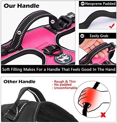 PoyPet Dog Harness and Leash Combo, Escape Proof No Pull Vest Harness, with 5 Feet Leash, Reflective Adjustable Soft Padded Pet Harness with Handle for Small to Large Dogs(Pink,S) - color: Pink, size: S