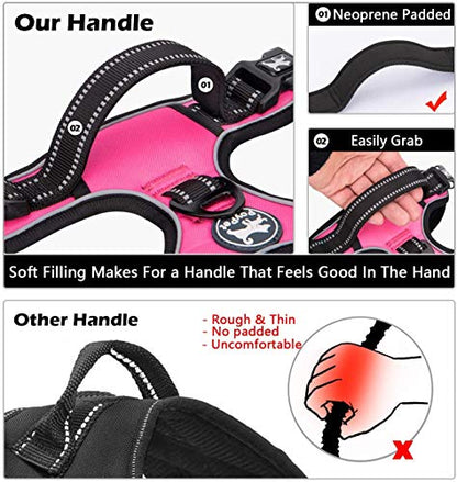 PoyPet Dog Harness and Leash Combo, Escape Proof No Pull Vest Harness, with 5 Feet Leash, Reflective Adjustable Soft Padded Pet Harness with Handle for Small to Large Dogs(Pink,M) - color: Pink, size: Medium