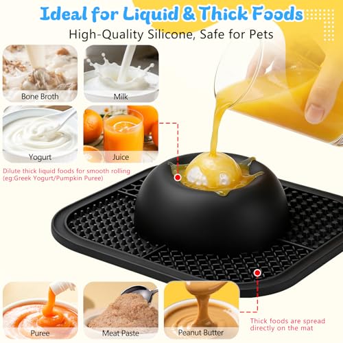 Slow Feeder Dog Bowls & Lick Mat for Liquid and Thick Treat, Anti-Slip Dog Lick Bowl with Interactive Rolling Ball, 5/6 Cup Pup Licking Toy for Large Medium Small Dogs and Cats Black - color: Black