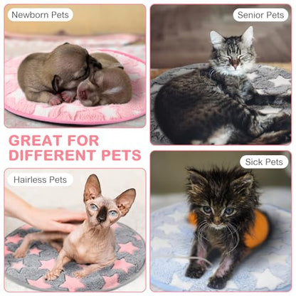 4 Pack Self Heating Cat Bed Cat Self Warming Pad with Removable Cover Extra Warm Thermal Pet Pad Washable Pet Crate Mat Anti Slip Kennel for Indoor Outdoor Pets (Star,16 x 16 Inches) - size: 16 x 16 Inches