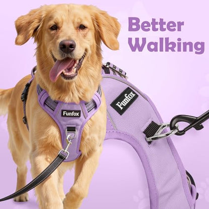Funfox Dog Harness No Pull, Adjustable Pet Vest Harness, Super Soft Material with Vertical Handle Easy Control, Reflective Night Walking, 2 Leash Clips for Small Sized Dogs, Purple, S - color: Purple, size: Small