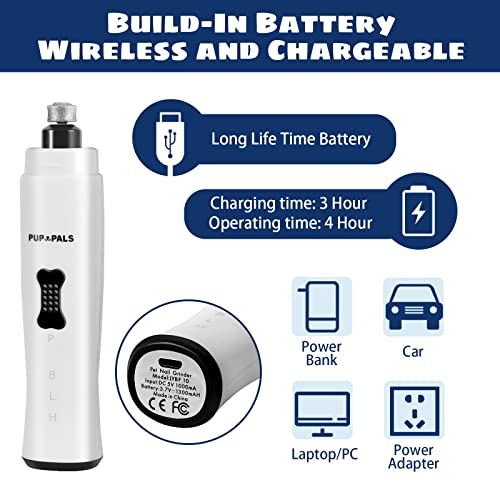 Dog Nail Grinder with 5 LED Shadow Free Light, Dog Nail Trimmer Protect Pet Paws from Over Grinding with 2 Speed Super Power Motor for Small, Medium and Large Dogs & Cats Paws Grooming - color: Grinder