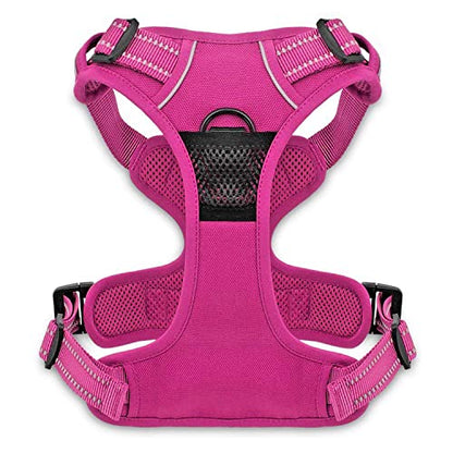 Voyager Dog Harness Dual Leash Attachment No-Pull Control Adjustable Soft but Strong Pet Harness for Medium and Large Dogs with 3M Reflective Technology, Fuchsia Nylon, S (Chest: 16-20") - color: Fuchsia Nylon, size: S (Chest: 16 - 20")