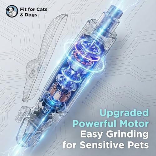 2-in-1 Dog & Cat Nail Clipper and Grinder with LED Light, Low-Noise Electric Pet Nail Trimmer, Safety Lock & Nail Catcher, USB-C Rechargeable, 3 Grinding Ports for Cats & Small to Medium Dogs