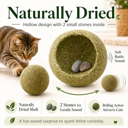 3.94 Inches Huge Catnip Ball for Cats -Big Cat Toys for Indoor Cats -Giant Cat Nip Balls Large- Large Lick Safe Healthy Kitten Chew Toys - Jumbo Kitty Teeth Cleaning Dental Toys