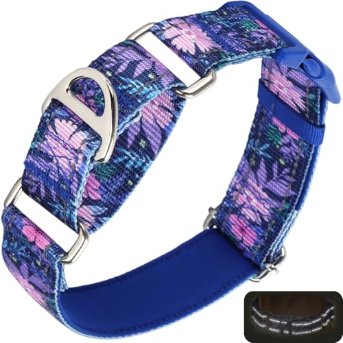 Martingale Collar for Dogs, Reflective Adjustable Soft Nylon Dog Collars with Boho Flower Patterns for Small Medium Large Dog (L) - color: 4, size: L