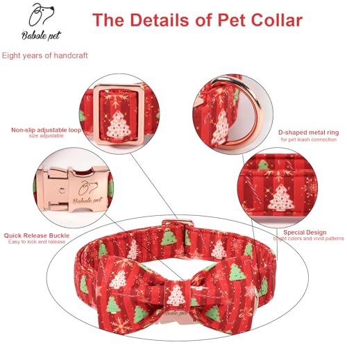 Christmas Dog Collar with Bow Tie - Cute Christmas Tree Design Red Puppy Collar, Adjustable Metal Buckle Winter Bowtie Dog Collars for Small Medium Large Dogs XS - color: B-Red Christmas Tree, size: XS
