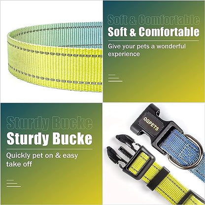 Roses&Poetry XS Dog Collar with Gradient Amber, Yellow Reflective Dog Collar Adjustable XSmall Puppy Collars Tiny for Small Medium Large Dogs (Amber-XS) - color: Yellow Amber, size: XS