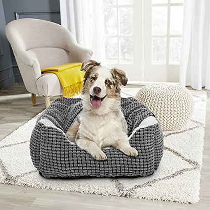 GASUR Dog Beds for Large Medium Small Dogs, Rectangle Cave Hooded Blanket Puppy Bed, Luxury Anti-Anxiety Orthopedic Cat Beds for Indoor Cats, Warmth and Machine Washable (30 inches, Grey) - size: L (30"x 24"x 9")