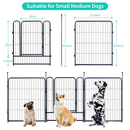 Dog Playpen Portable Outdoor Dog Fence, Dog Playpen for Large/Medium/Small Dogs, Dog Fences for The Yard with Doors Foldable Metal