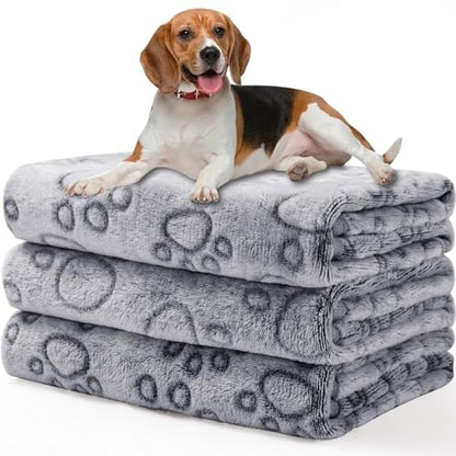 Luciphia 1 Pack 3 Blankets Fluffy Premium Fleece Pet Blanket Flannel Paw Printed Throw for Dog Cat Grey Paw Medium(30"x20",Pack of 3) - color: Grey-paw Line, size: 30x20 inch (Pack of 3)