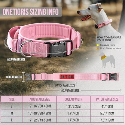 OneTigris Tough Dog Collars, Tactical Dog Collar with Handle, Milltary Adjustable Dog Collar with Heavy Duty Metal Buckle for Training (Pink, S) - color: Pink, size: S
