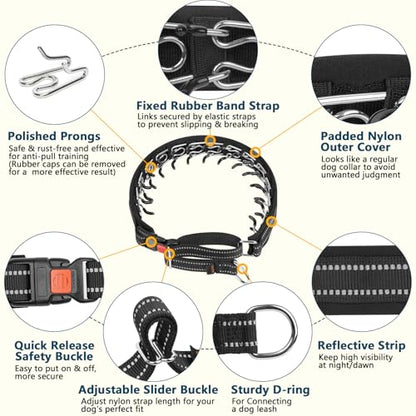 No Pull Martingale Collar for Large Medium Small Dog Pitbull German Shepherd Doberman, Dog Collar Anti Pull with Buckle for Training Walking (Black, M/L-Neck 15-17", 1" Wide) - size: M/L-Neck 15-17", 1" Wide