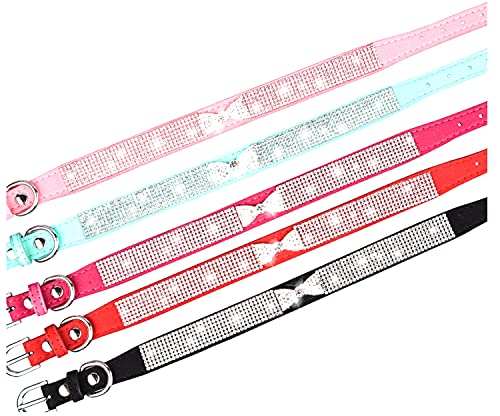 Rhinestone Dog Collar, Cute Dazzling Sparkling Soft Suede Leather Adjustable Pet Dog Cat Collar Crystal Diamond for Puppy Small Medium Large Dogs (XS:21 - 27 cm, Black-2) - color: Black-2, size: XS:21 - 27 cm