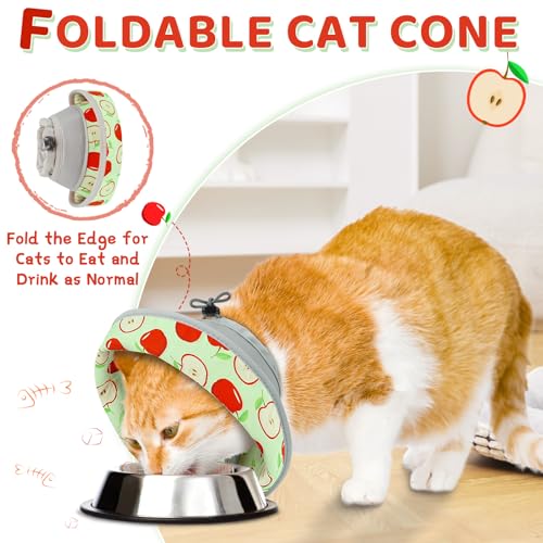 Cat Cone Collar Soft to Stop Licking, Adjustable, Foldable Lightweight Kitten Cones After Surgery Recovery for Cats & Kittens, Cat Cone Alternative, Easy Eating (AppleRed, S) - color: AppleRed, size: S