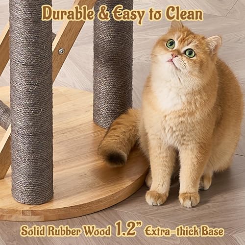Modern Cat Tree Tower with Scratching Post, 61.5in Tall Cat Tree for Indoor Cats, Multi-Level Solid Wood Cat Furniture with Ladder, Cozy Cat Beds, Cat Condo, Capsule Nest, Dangling Toy, Gray - color: 61.5"Gray