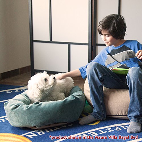 Majestic Pet 40 Inch Micro Velvet Calming Dog Bed Washable – Cozy Soft Round Dog Bed with Spine for Head Support - Fluffy Donut Dog Bed 40x29x9 (inch) – Round Pet Bed Large – Azure - color: Azure
