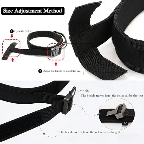 Tactical Dog Collar Adjustable Military Nylon Dog Collar with Control Handle and Heavy Duty Metal Buckle for Medium and Large Dogs (Black,S) - color: Black, size: Small (Pack of 1)