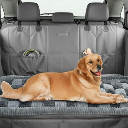AiQInu Dog Car Bed for Back Seat, Washable Plush Dog Seat Cover, Non-Slip Soft Pet Mat for Car, Truck & SUV, Back Seat Extender Compatible (25.2" x 50.4")