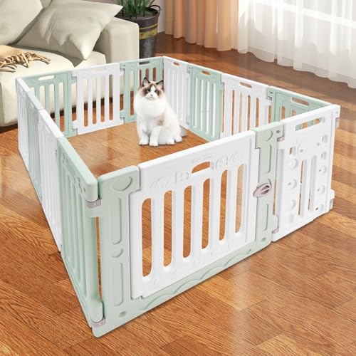 Heavy Duty Metal Dog Playpen, 13 Panels Dog Pens Indoor with Doors, 25.6’’H Pet Puppy Exercise Fence Crate Kennel Playpen Pen for Outdoor, Large Medium Small Dogs