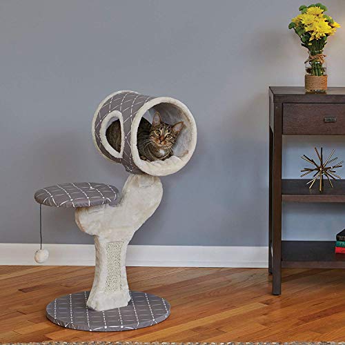 MidWest Homes for Pets Salvador Cat Tree with Built-in Sisal Scratching Pad & Cat Look-Out Lounge, Mushroom/Diamond Pattern - size: Salvador Cat Furniture, Mushroom Diamond Pattern