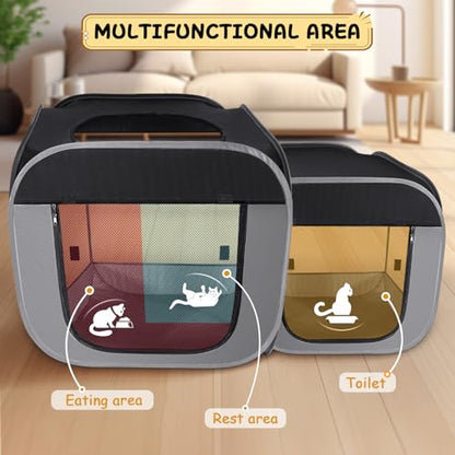 Tailtastic Large Cat Playpen with Separate Areas,Outdoo&Indoor Cat Enclosures,Portable Pet Playpen for Indoor Cats,Puppy and Small Animals, Dog Playpen with Carrybag.