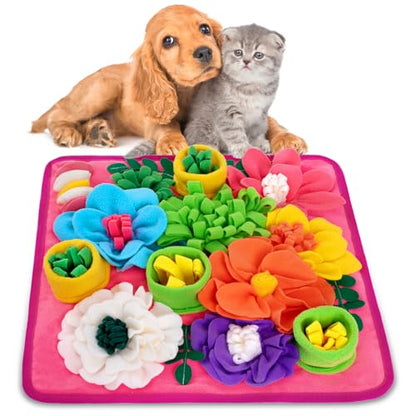Snuffle Mat for Dogs, Sniff Mat Slow Feeding Mat for Small Pets Cats, Rabbits - Help Stress Relief and Training - Stimulate Your Pet's Foraging Skills! (Bright Pink) - color: Bright Pink