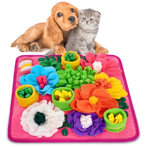 Snuffle Mat for Dogs, Sniff Mat Slow Feeding Mat for Small Pets Cats, Rabbits - Help Stress Relief and Training - Stimulate Your Pet's Foraging Skills! (Bright Pink) - color: Bright Pink