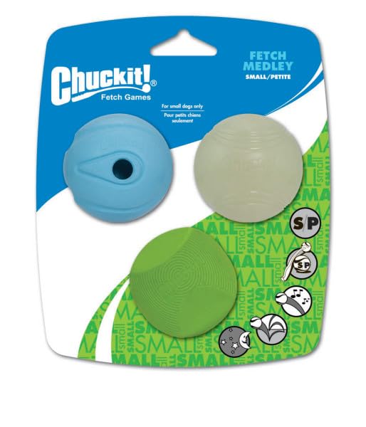 Chuckit! Fetch Pack Dog Balls - Interactive Dog Toys, High-Bounce Fetch Ball, Floating Ultra and Rugged Balls, Durable - Size Small, 2-inch Diameter, Set of 3 - size: Small (2"), style: Fetch Pack 1