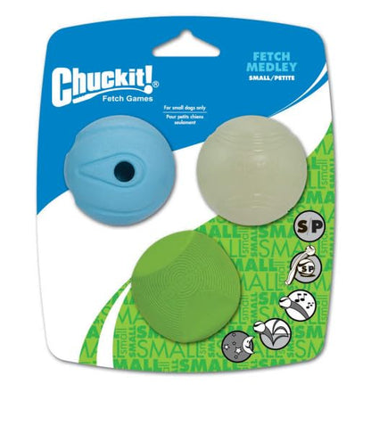 Chuckit! Fetch Pack Dog Balls - Interactive Dog Toys, High-Bounce Fetch Ball, Floating Ultra and Rugged Balls, Durable - Size Small, 2-inch Diameter, Set of 3 - size: Small (2"), style: Fetch Pack 1
