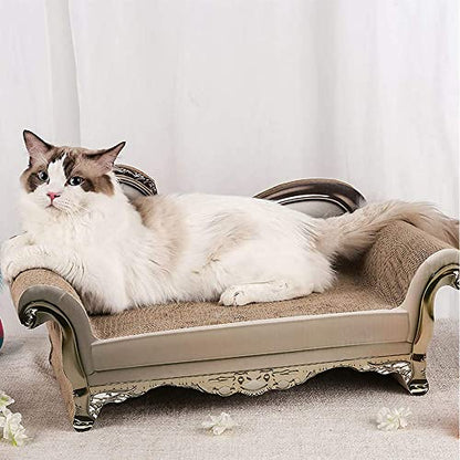 Cat Scratcher Sofa Bed - Corrugated Cardboard Scratching Pad, Luxury Cat Lounge Bed, Furniture Protecter with Textured Scratcher Mat - color: white