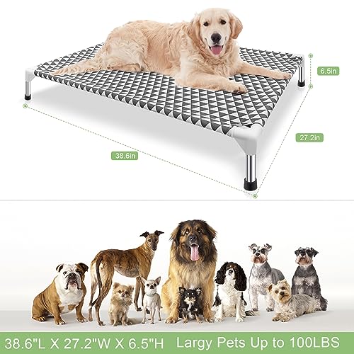 Elevated Outdoor Dog Bed, Large Size, Cotton Material, Non-Slip Feet, Fits up to 100lbs - size: 4 sided Large