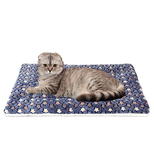 FJWYSANGU Pet Blanket Premium Fluffy Flannel Cushion Soft and Warm Mat for Dogs Cats(Star/Blue,Large) - color: Star/Blue, size: Large
