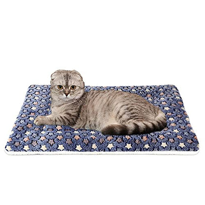 FJWYSANGU Pet Blanket Premium Fluffy Flannel Cushion Soft and Warm Mat for Dogs Cats(Star/Blue,X-Large) - color: Star/Blue, size: X-Large