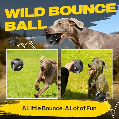Fida Natural Rubber Dog Balls for Aggressive Chewers, Durable Dog Chew Toys for Large Dogs, Interactive Fetch & Tug of War Toys for Medium Large Breed Non-Toxic Dish Washable,4.5 * 4.5" - color: Jet Black