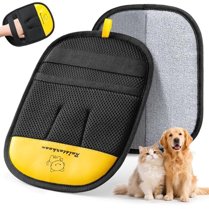 Pet Hair Removal Glove，2026 Newly Upgraded Reusable Magic Brush Pet Hair Remover Glove for Cats & Dogs，Pet Hair Remover Tool for Couch,Curtain, Clothing, Carpet, Car Seat (1Pcs) - color: Black Yellow-1Pcs