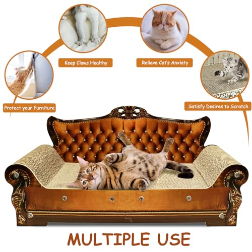 Luxury Cardboard Cat Scratcher Sofa Bed, Couch Shaped Scratching Board, Scratch Lounge with Catnip, Cat Scratcher for Indoor Cats Large Brown - color: Brown Lounge