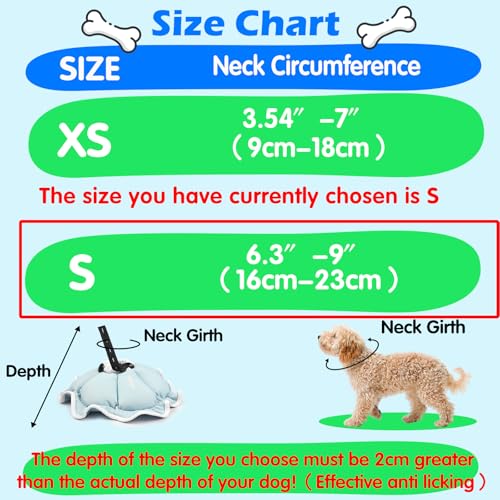 Soft Small Dog Cone Collar Alternative for Small Dogs(Adult Yorkshire Adult Chihuahua Pomeranian), Comfortable Dog Neck Recovery Cone, Adjustable Head Pillow Cone After Surgery to Stop Licking - size: S(Neck Girth:6.3"-9")