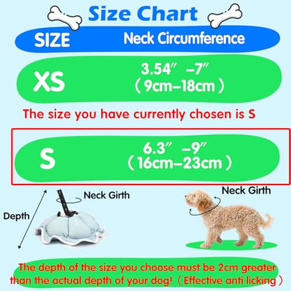 Soft Small Dog Cone Collar Alternative for Small Dogs(Adult Yorkshire Adult Chihuahua Pomeranian), Comfortable Dog Neck Recovery Cone, Adjustable Head Pillow Cone After Surgery to Stop Licking - size: S(Neck Girth:6.3"-9")